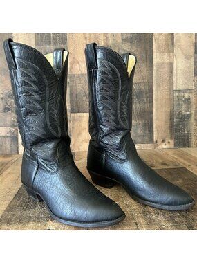 Nocona Vintage Black Bullhide Western Cowboy Boots Mens 8.5 EE